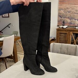 Kenneth Cole Black Suede Over the Knee Boots